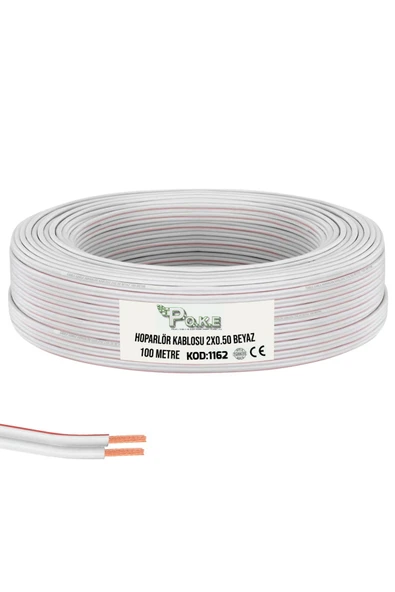 Poke 2x0.50 Hoparlör Kablosu Kordon Beyaz 100mt Poke Pk-1162 ürün görseli 1