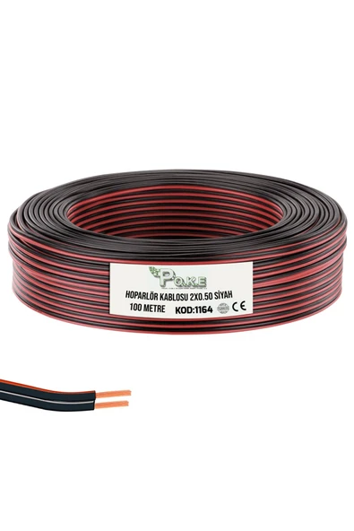 Poke 2x0.50 Hoparlör Kablosu Siyah Kordon 100 Metre Pk-1164 ürün görseli 1