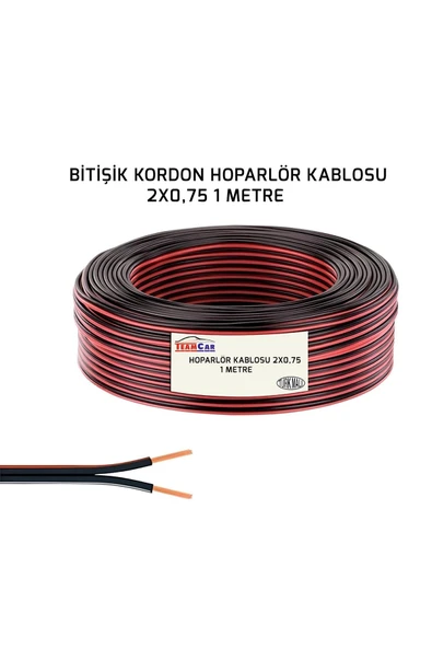 TEAMCAR Hoparlör Tesisat Kablosu Bitişik Kordon Çiftli Kablo 2x0,75 1 Metre Fiyatıdır ürün görseli 1