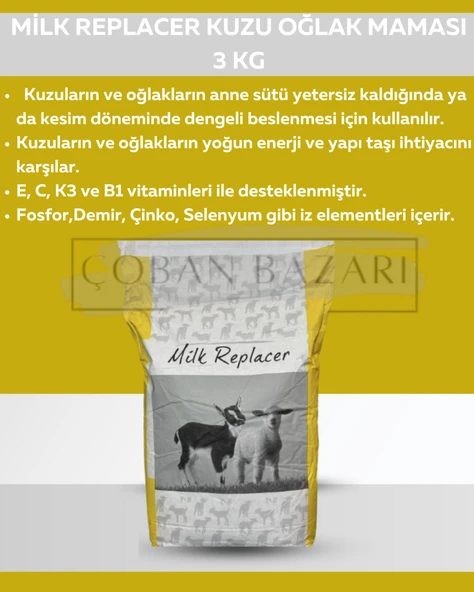MİLK REPLAKER KUZU VE OĞLAK MAMASI  3 KG ürün görseli 1