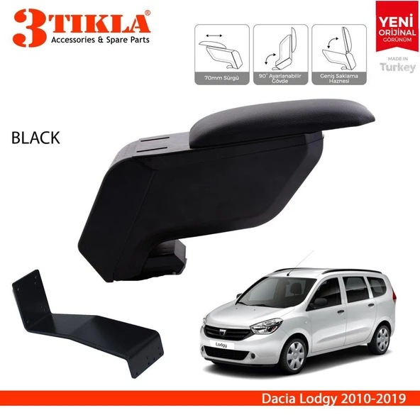 Dacia Lodgy 2010-2019 Delmesiz Çelik Ayaklı Siyah Kolçak Kol Dayama ürün görseli 1