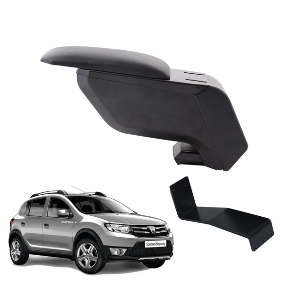 Dacia Sandero Stepway 2013 Delmesiz Çelik Ayaklı Siyah Kolçak Kol Dayama ürün görseli 1