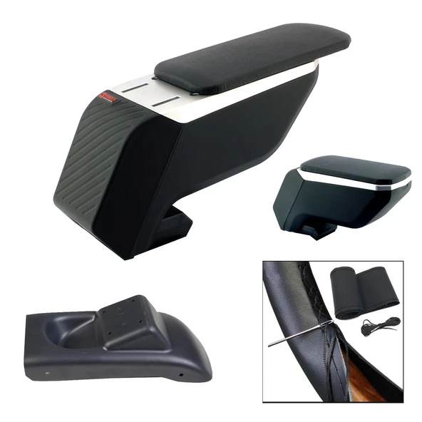 VW Polo V 2009-2012 Premium HQ Lüks ABS Ayaklı Gri-Siyah Kolçak ürün görseli 1