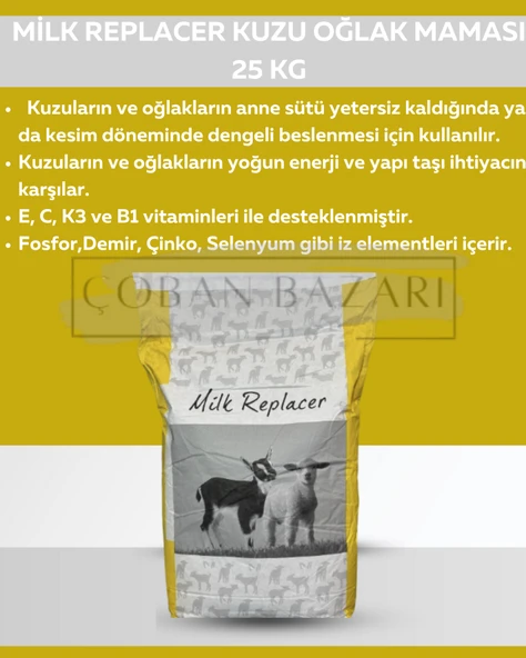 MİLK REPLAKER KUZU VE OĞLAK MAMASI  25 KG ürün görseli 1