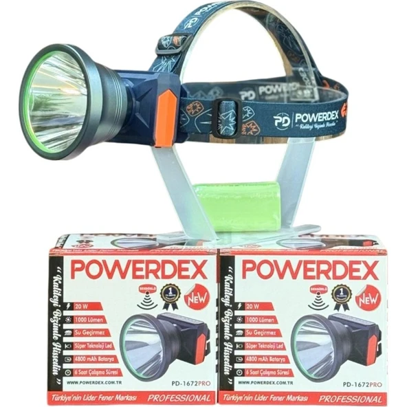 Powerdex PD-1672PRO Sensörlü Kafa Lambası | 20W Led, 1000 Lümen, 4800 Mah Batarya, Su Geçirmez, 6 Saat Çalışma ürün görseli 1