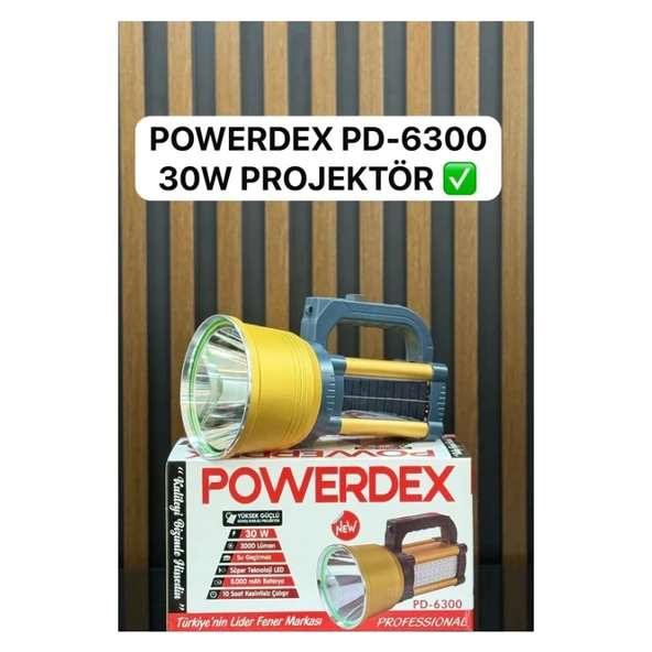 Powerdex PD-6300 30W 3000 Lümen Yüksek Güçlü Güneş Enerjili Projektör ürün görseli 1