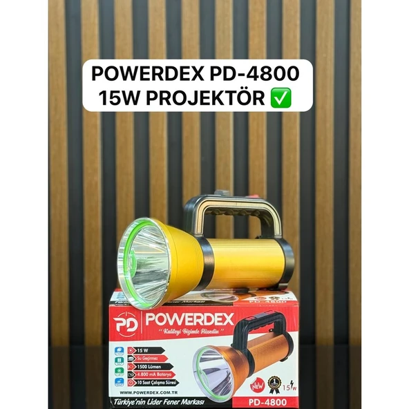 Powerdex PD-4800 Güçlü Şarjlı Projektör - 1500 Lümen 15W (10 Saat Kullanım) ürün görseli 1