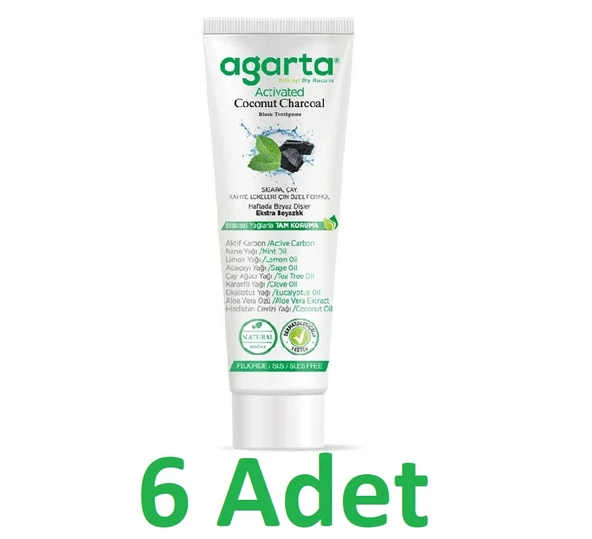 Agarta Doğal Aktif Karbonlu Diş Macunu 100 ml x 6 adet ürün görseli 1