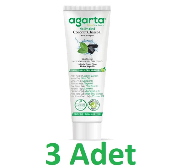 Agarta Doğal Aktif Karbonlu Diş Macunu 100 ml x 3 adet ürün görseli 1