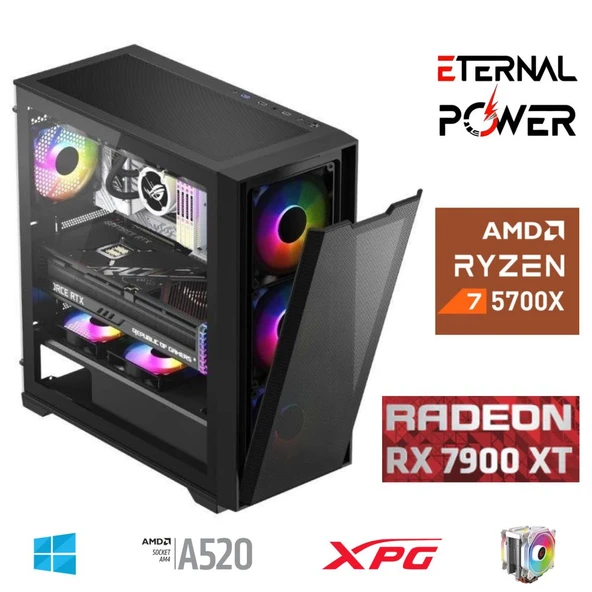 ETERNAL POWER RYZEN 7 5700X 32G DDR4 1TB M.2 RX7900XT A520 M750W ürün görseli 1