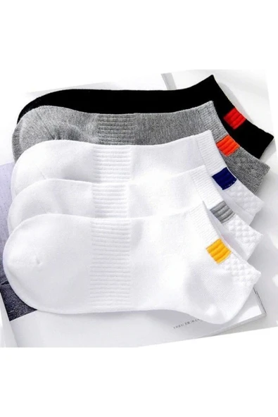 Unisex 5li Spor Patik Çorap - Yıkanmış Efektiyle Şıklığı Yakalayın ürün görseli 1
