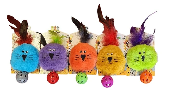 Pet City Tüylü Toplu Yuvarlak Peluş Kedi Oyuncağı Rd-1021 X 5 Adet ürün görseli 1