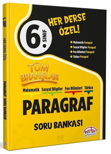 Editör 6. Sınıf Tüm Branşlar Paragraf Soru Bankası Editör Yayınları ürün görseli 1