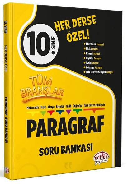 Editör 10. Sınıf Tüm Branşlar Paragraf Soru Bankası Editör Yayınları ürün görseli 1