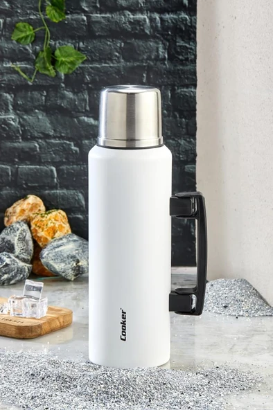 Cooker 1,5 Litre Kulplu Çelik Termos CKR-2085 Beyaz ürün görseli 1