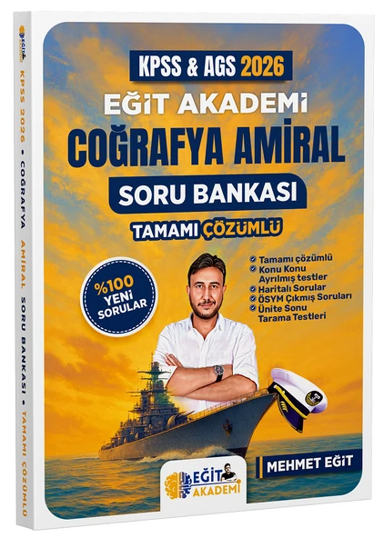 Eğit Akademi 2026 KPSS MEB-AGS Coğrafya Amiral Soru Bankası Çözümlü - Mehmet Eğit Eğit Akademi ürün görseli 1