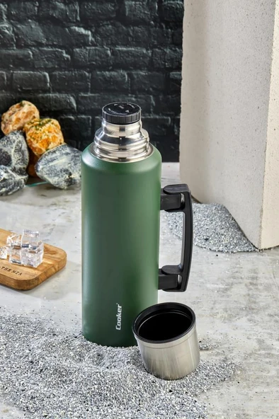 Cooker 1,5 Litre Kulplu Çelik Termos CKR-2085 Yeşil ürün görseli 1