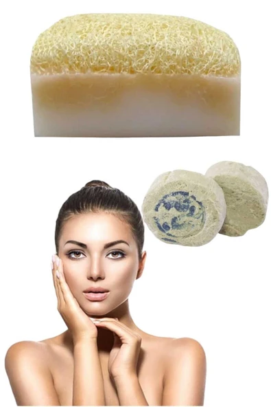 2li Set Cilt Beyazlatıcı Yüz Bakım Peeling Kabak Lifli Eşek Sütü Sabun Leke Akne Sivilce Ruşur Taşı ürün görseli 1
