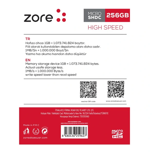 Micro SD Hafıza Kartı 256GB - Resim 2