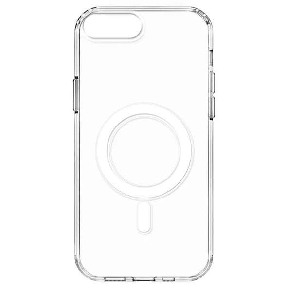 iPhone 8 Plus Kılıf M-safe Şarj Özellikli Şeffaf Sert PC Embos Kapak ürün görseli 1