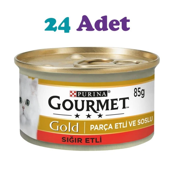 Gourmet Gold Parça Etli Soslu Sığır Etli Kedi Konservesi 85g (24 Adet) ürün görseli 1