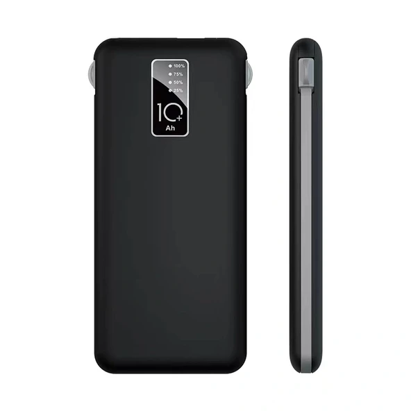 PW-05 Hızlı Şarj Led Göstergeli Micro Lightning Type-C Kablolu Taşınabilir Powerbank 10000mAh ürün görseli 1