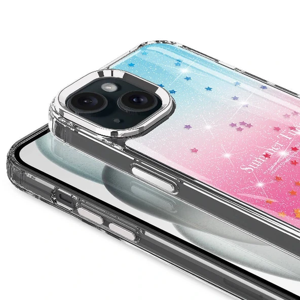 iPhone 15 Kılıf Simli Desenli Parlak Task Kapak - Resim 4