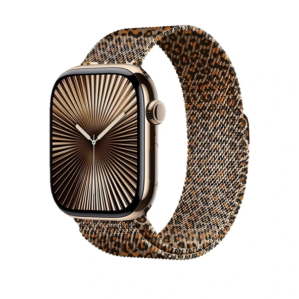 Watch 40mm Uyumlu-01 Leopar Desenli Metal Kordon ürün görseli 1