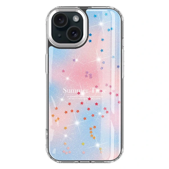 iPhone 15 Kılıf Simli Desenli Parlak Task Kapak - Resim 3