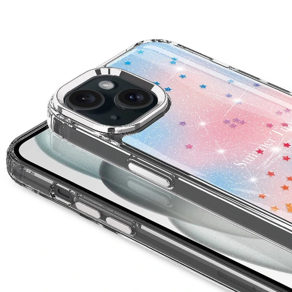 iPhone 15 Kılıf Simli Desenli Parlak Task Kapak - Resim 5