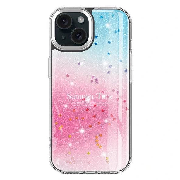 iPhone 15 Kılıf Simli Desenli Parlak Task Kapak - Resim 2