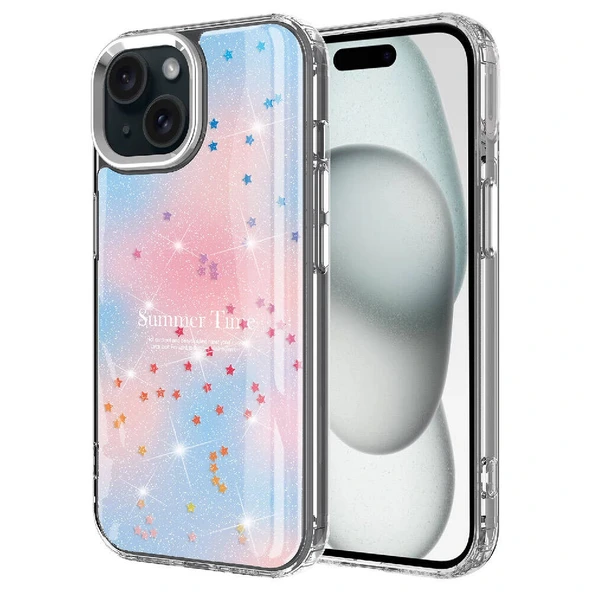iPhone 15 Kılıf Simli Desenli Parlak Task Kapak ürün görseli 1
