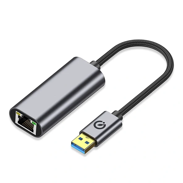 QG03 USB-A to RJ45 USB3.0 Ethernet Dönüştürücü Kablo 1000Mbps 22cm ürün görseli 1