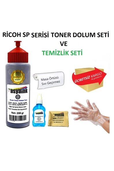 Ricoh Sp100 Yazıcı Uyumlu Toner Dolum Seti 200gr ürün görseli 1