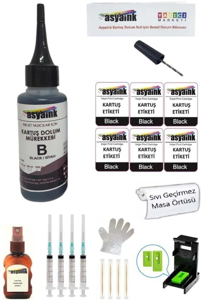 Canon E414 Yazıcı - Pg-46 Uyumlu Siyah Kartuş Dolum Seti ürün görseli 1