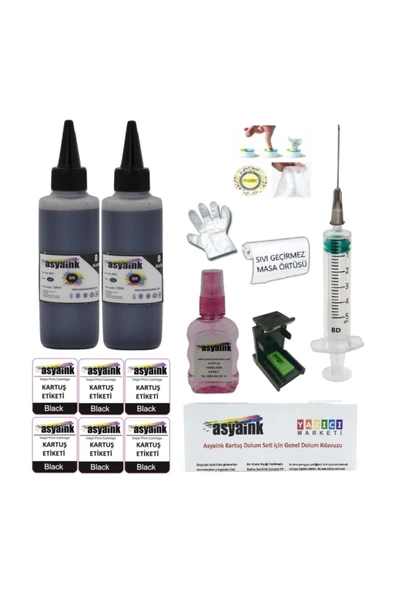 HP 3835, HP 3836 Uyumlu Siyah Kartuş Dolum Seti - 2x100ml -Hp 652 ürün görseli 1