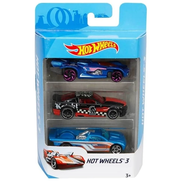 Hot Wheels 3'lü Oyuncak Araba Seti - Özel Renk Tasarımı ve Dayanıklı Malzeme ile Eğlence ürün görseli 1