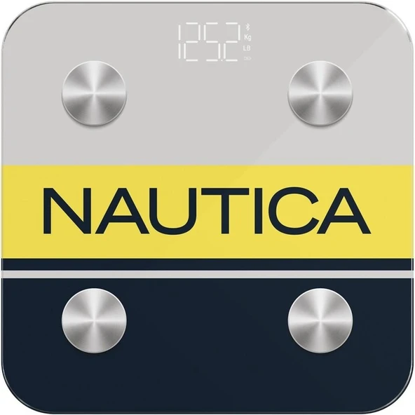 Nautica BT600 Pilli Bluetooth Vücut Analizli Yağ Kas Su Ölçer Hassas Akıllı Tartı Baskül Logo Sarı ürün görseli 1
