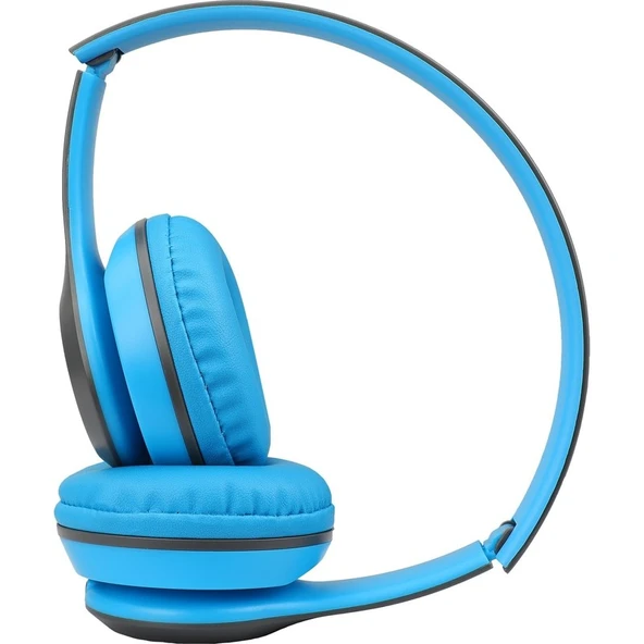 Kablosuz Kulak Üstü Bluetooth Kulaklık - Thirsty - Mavi ürün görseli 1