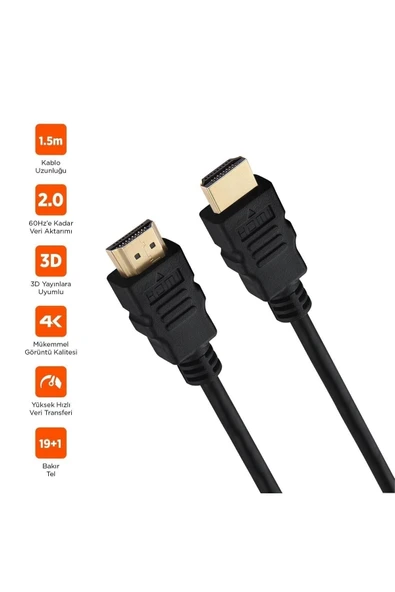 Polosmart Psh07 4k Hdmı Kablo 60 Hz 1.5 Metre Siyah ürün görseli 1