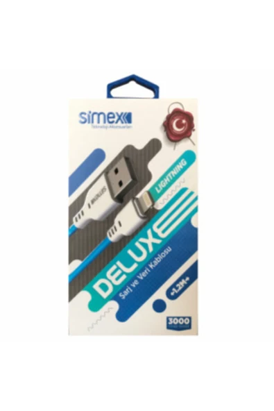 Deluxe Simex Universal Lightning Şarj Ve Veri Kablosu Mavi ürün görseli 1
