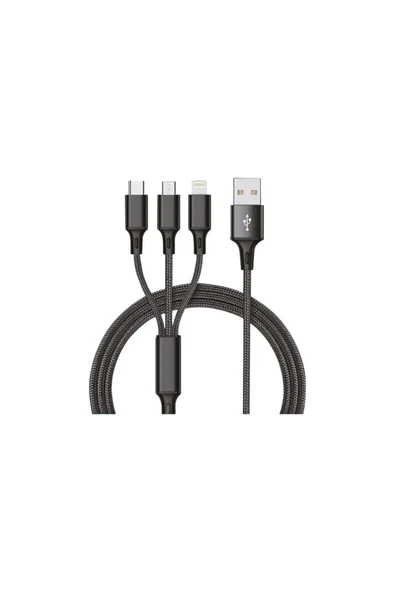 Bood Cs-61 3'lü Araç Kiti Micro Usb , Type-c, Lightning Girişli 2 Usb'li Araç Çakmak Şarjı ürün görseli 1