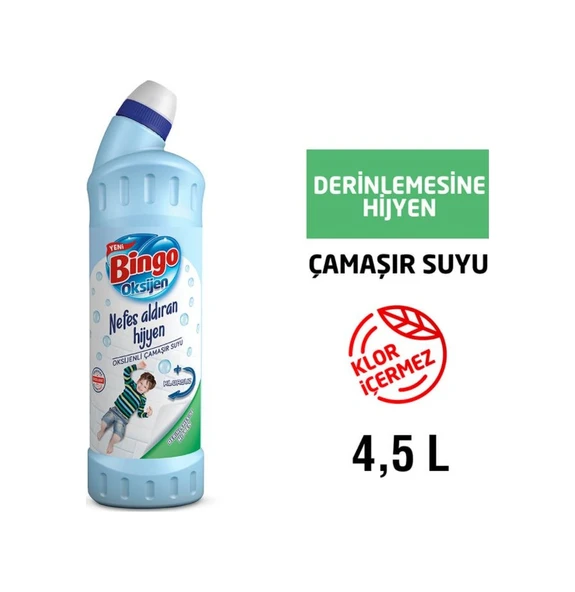 Bingo Oksijen Derinlemesine Hijyen Klorsuz Çamaşır Suyu 6 x 750 ML ürün görseli 1