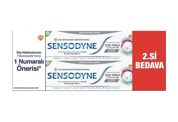 Sensodyne Çok Yönlü Koruma + Üstün Beyazlık Diş Macunu 2 x 50 ML ürün görseli 1
