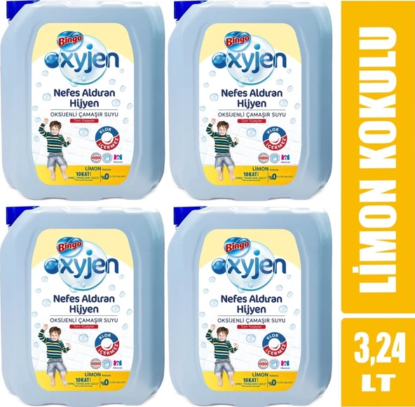 Bingo Çamaşır Suyu 3240ML Oksijenli Limon Kokulu (4 Lü Set) ürün görseli 1