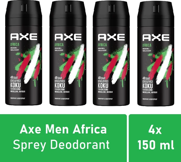 Axe Africa Erkek Sprey Deodorant 4 x 150 ML ürün görseli 1