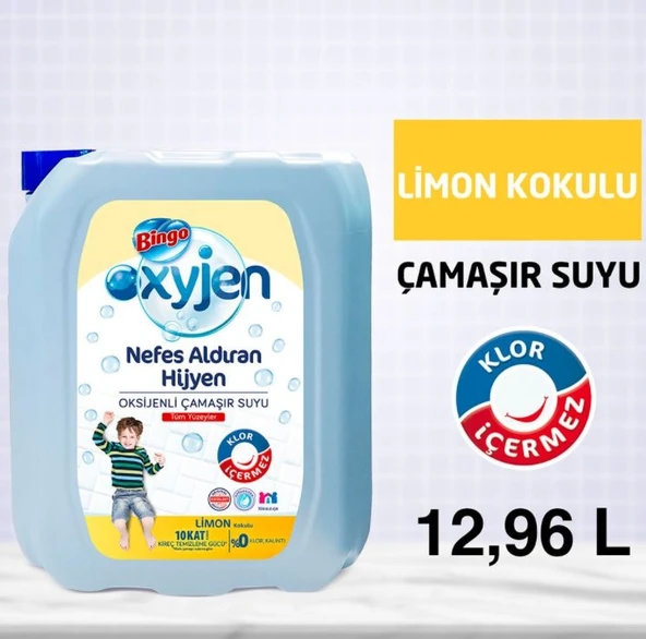 Bingo Oksijen Limon Kokulu Çamaşır Suyu 4 x 3240 ML ürün görseli 1