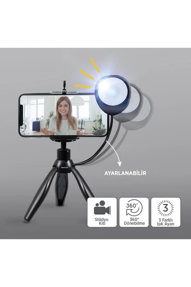 ONYO Ony15 Işıklı Tripod Siyah - Resim 4
