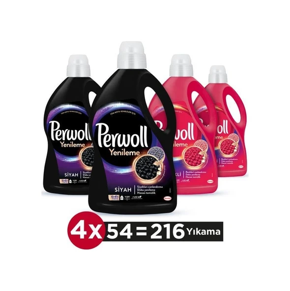 Perwoll Hassas Bakım Sıvı Çamaşır Deterjanı 216 Yıkama Siyah 2 x 2970 ML + Renkli Yenileme 2 x 2970 ML ürün görseli 1