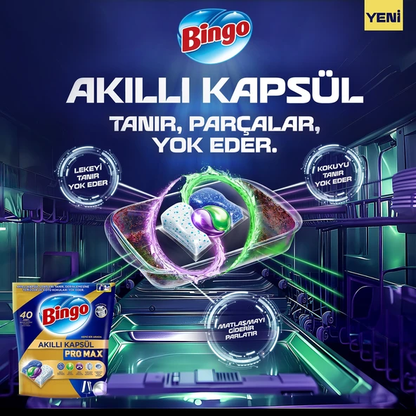 Bingo Akıllı Kapsül Pro Max Bulaşık Makinesi Deterjanı 2 x 60 Tablet - Resim 4